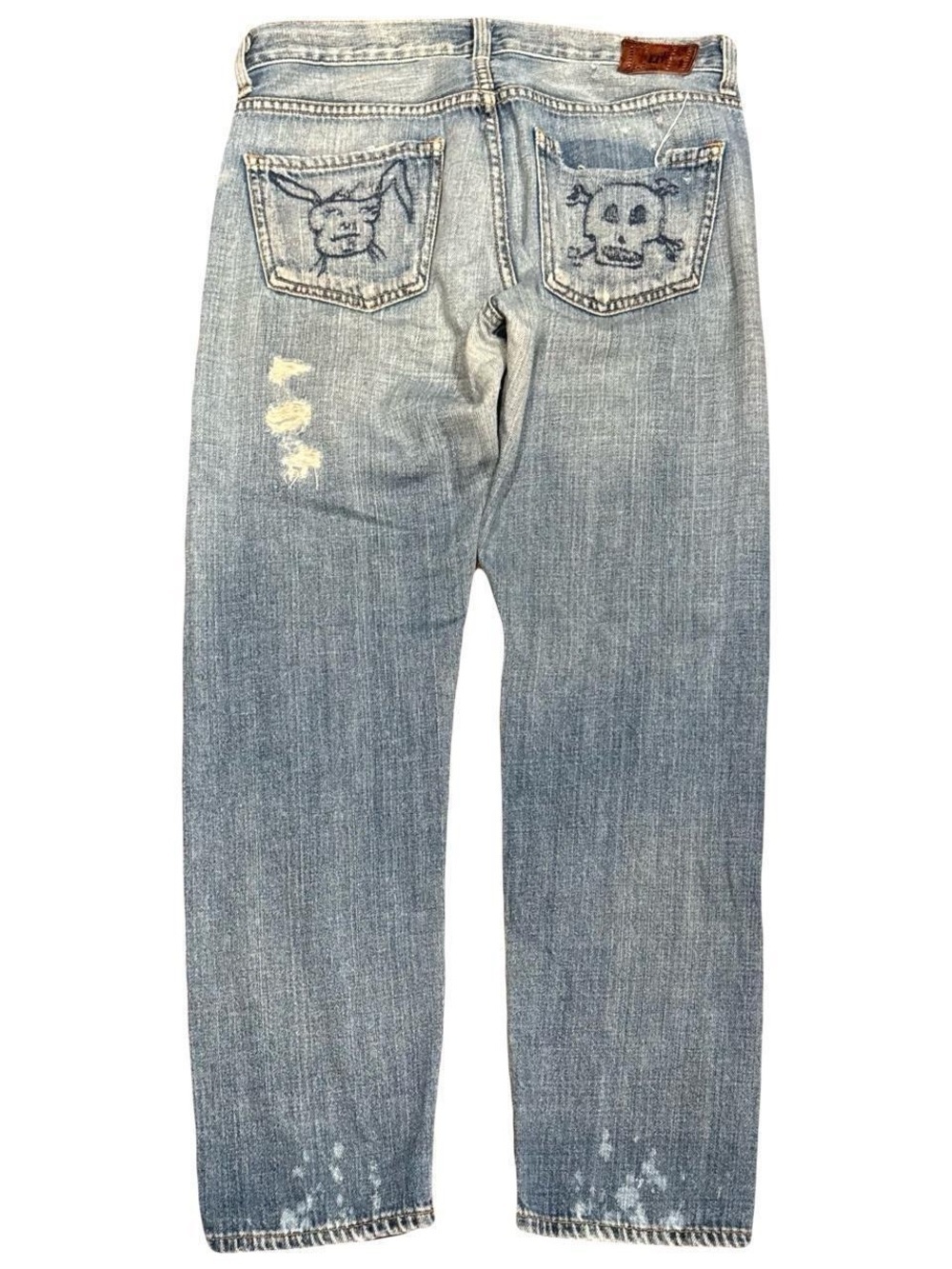 Vintage Citizens of Humanity Distressed Embroidered Skull Selvedge Jeans